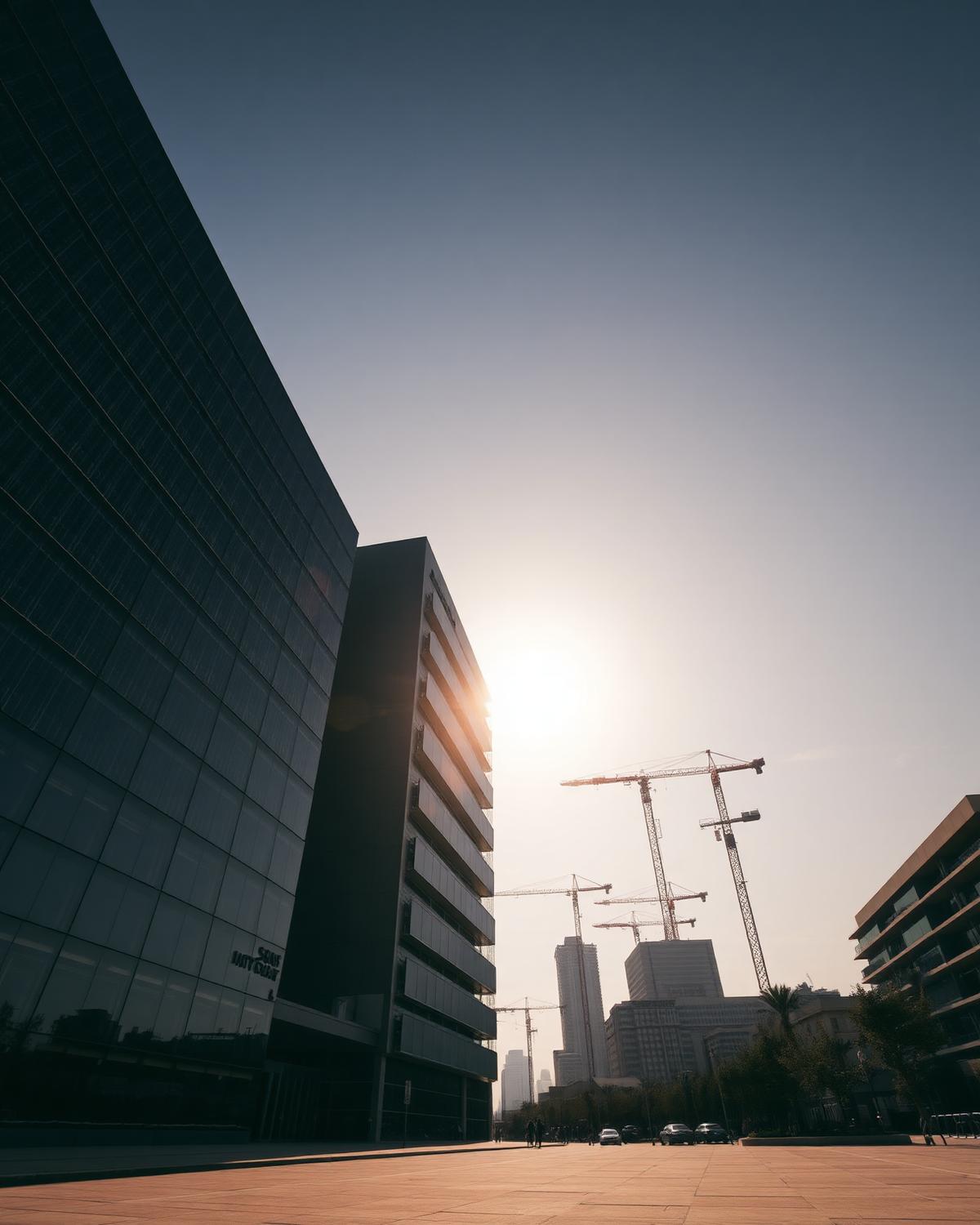 Modern architectural facade with solar integration
